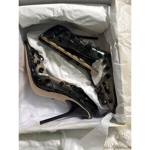 Good American Jeweled Emma Heels Size 8.5 Light Smoke GSH008-X